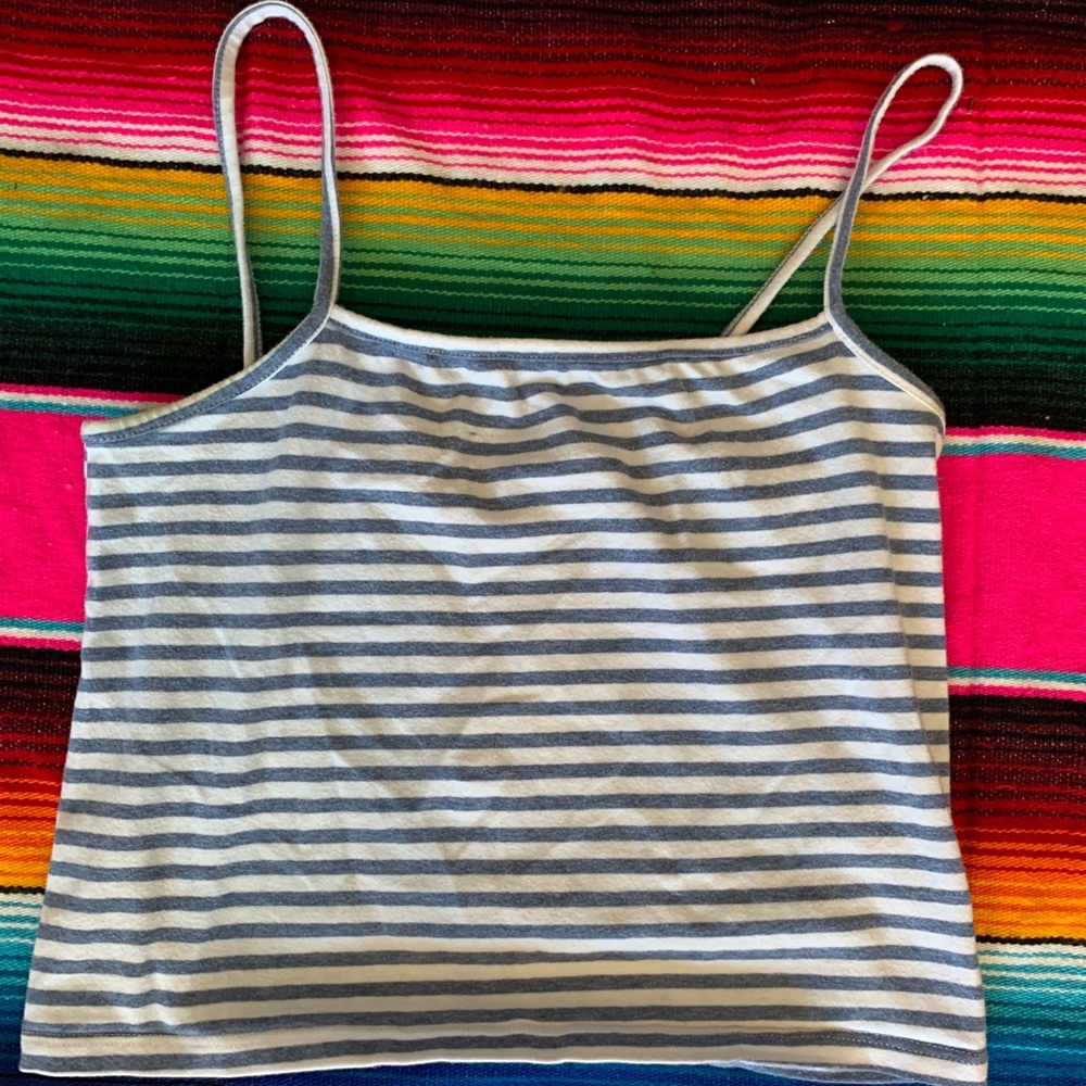 Brandy Melville blue and white striped tank top
